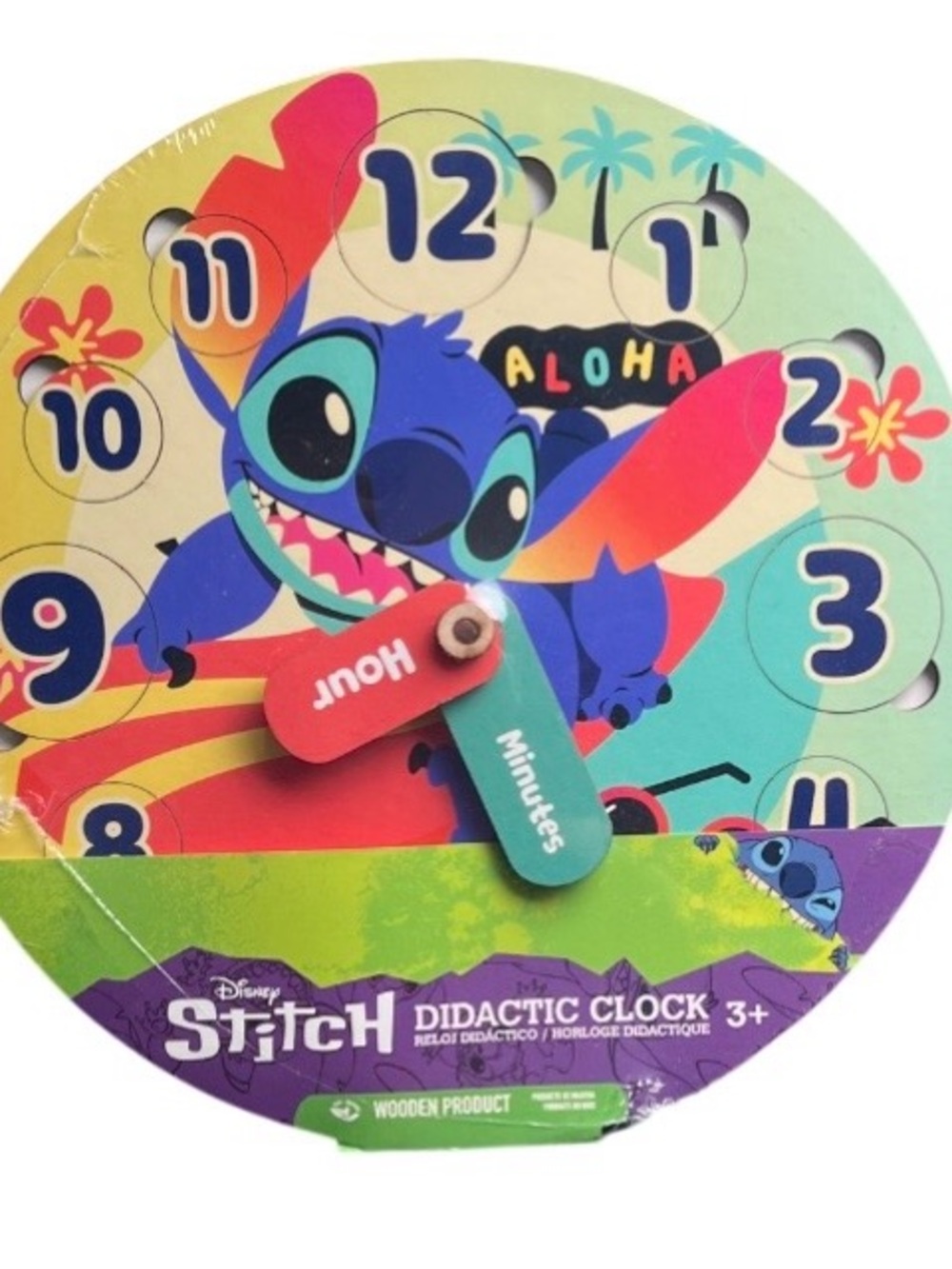 Disney Stitch Aloha Teaching Didactic Clock NEW Includes 6 included Bundle